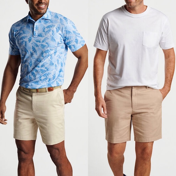 2 Pair of Peter Millar Pilot Twill Shorts in Stone & Khaki. Classic Fit. Size 38 - Picture 1 of 11